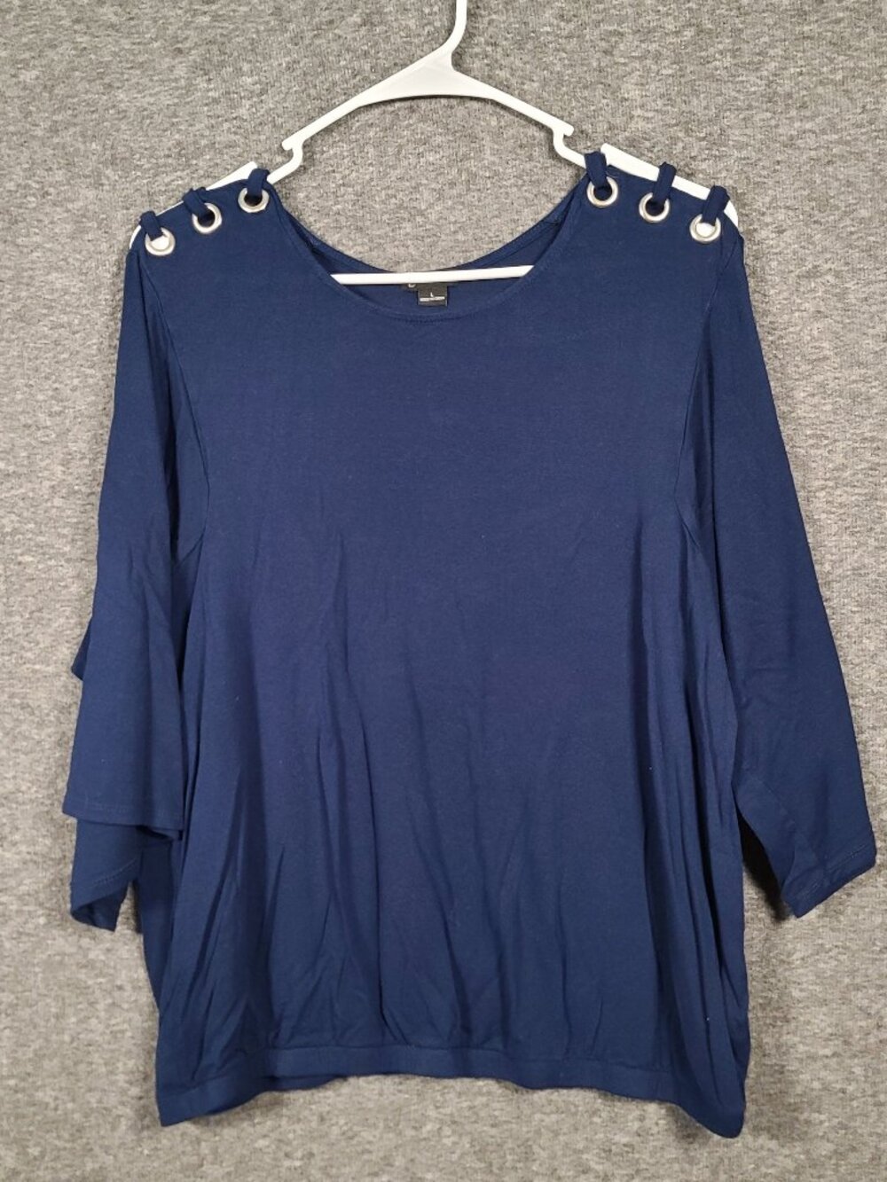 New Directions Women's Size Large 3/4 sleeve Navy Blue Blouse
